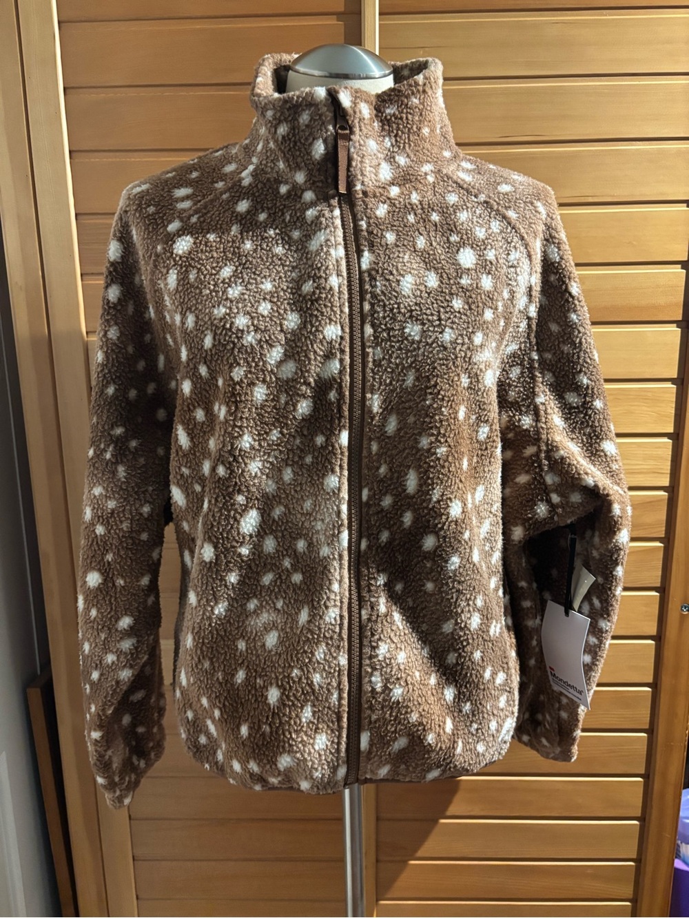 NWT Mondetta Brown and White Speckled Teddy Jacket - Women's